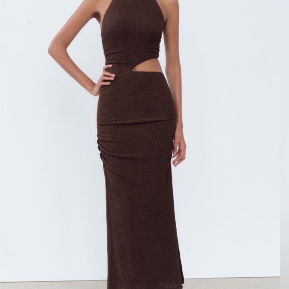 Zara Brown Cutout Maxi Dress